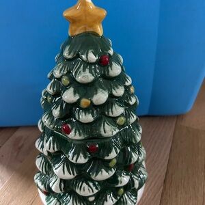Festive Green Ceramic Christmas Tree with Star